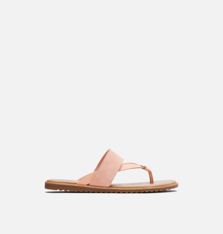 Womens Sandals Pink - Sorel Ella™ Flip Flat - 706-UXMFWR